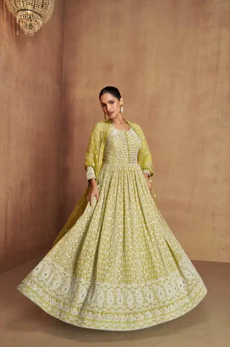 Royal By Gulkayra Georgette Embroidery Gown With Dupatta Suppliers In India